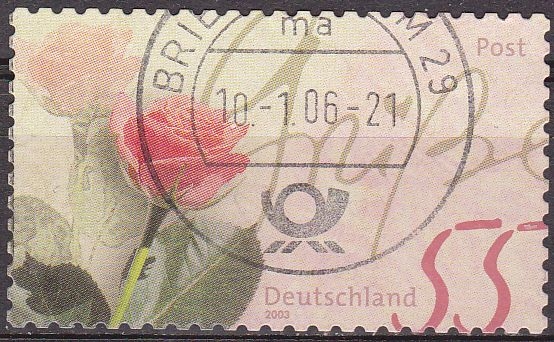 ALEMANIA 2003 Scott 2227 Sello Flores Rosas Greeting Stamp 55 Usado Michel 2317 Allemagne Duitsland Germania Germany Alemagne Deutschland 
